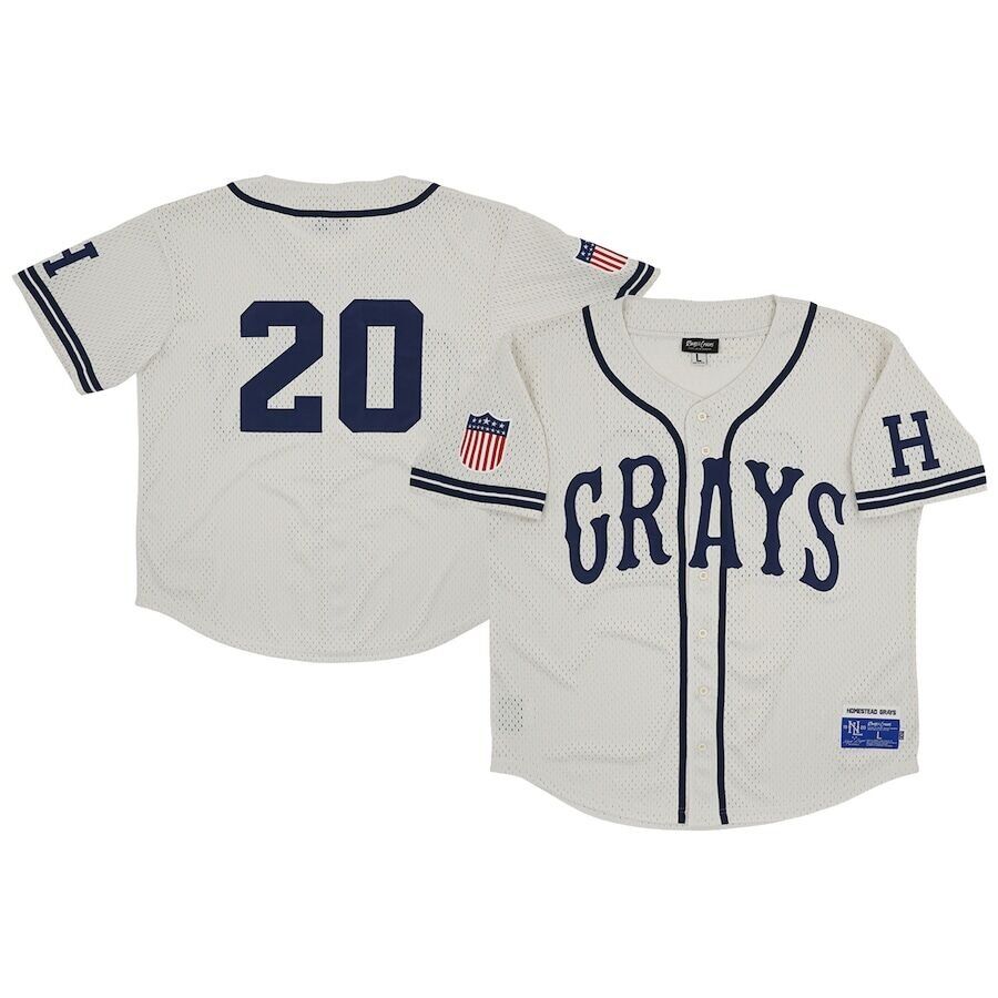 #20 Homestead Grays Rings & Crwns Mesh Button-Down Replica Jersey - Cream.jpeg